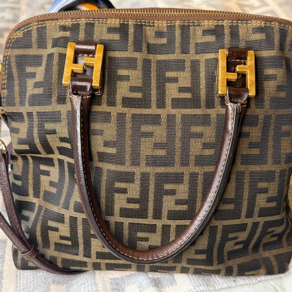 Vintage Fendi FF Zucca Print Canvas Two Way Handbag  (Scarf not included.) - Picture 5 of 15